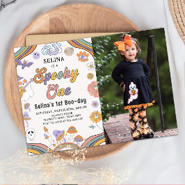 Halloween Spooky One Groovy 1. Geburtstag Foto Einladung