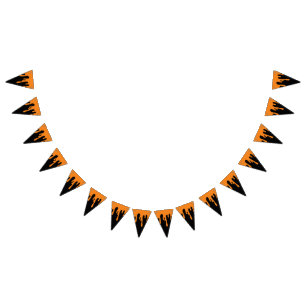 Halloween Spooky Orange Black Dripping Slipe Wimpelkette