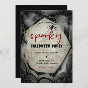 Halloween Spooky Party Spiderweb Black Einladung
