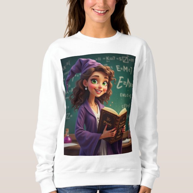 Halloween, Spooky Physik Lehrer - Hexe mit Szie Sweatshirt (Vorderseite)