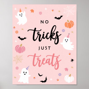 Halloween Spooky Pink Ghost No Tricks Nur Leckerei Poster