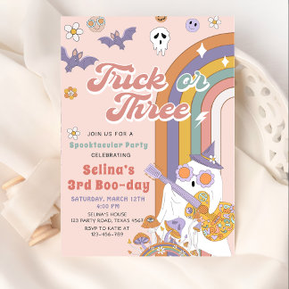 Halloween Spooky Pink Groovy Ghost Geburtstag Einladung