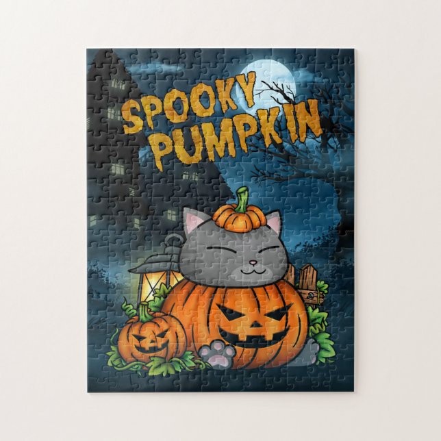 Halloween Spooky Pumpkin Cat Puzzle (Vertikal)
