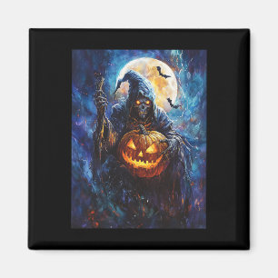 Halloween Spooky Pumpkin Design Beängstigender gri Magnet