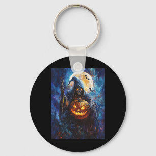 Halloween Spooky Pumpkin Design Beängstigender gri Schlüsselanhänger