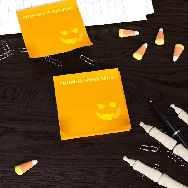 Halloween Spooky Pumpkin Face Orange Post it Notes Post-it Klebezettel (Perfect for jotting down all your eerie musings and creepy quips!)