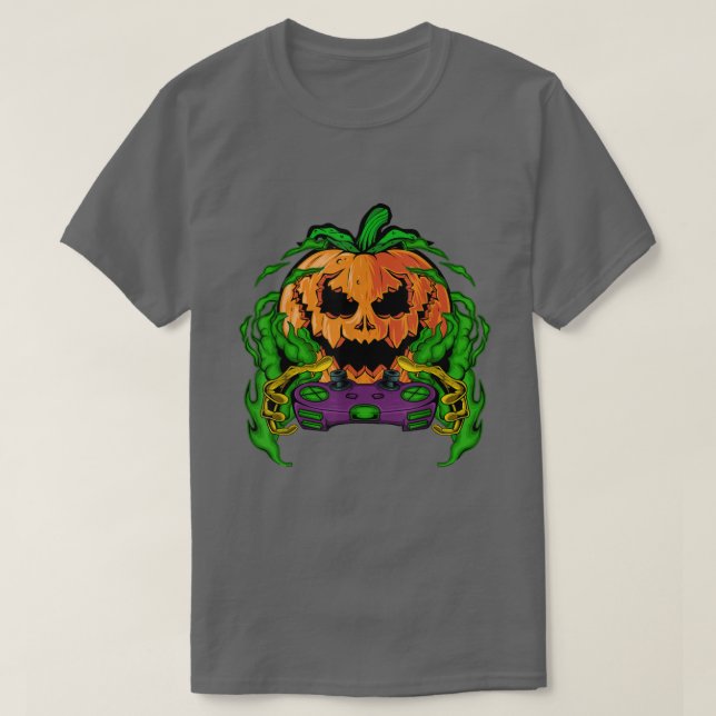 Halloween Spooky Pumpkin Video Games Gamer Jack O  T-Shirt (Design vorne)