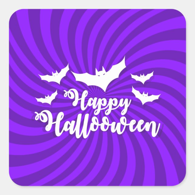 Halloween - Spooky Pumpkins Bats Quadratischer Aufkleber (Vorderseite)