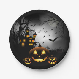 Halloween - Spooky Pumpkins Gray Moon - Alles Opt Pappteller