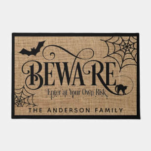 Halloween Spooky Rustic Country Burlap BEWARE Fußmatte