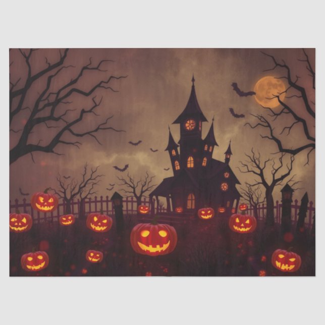 Halloween Spooky Scene Fantasy Tissue Pap Seidenpapier (Vorderseite)
