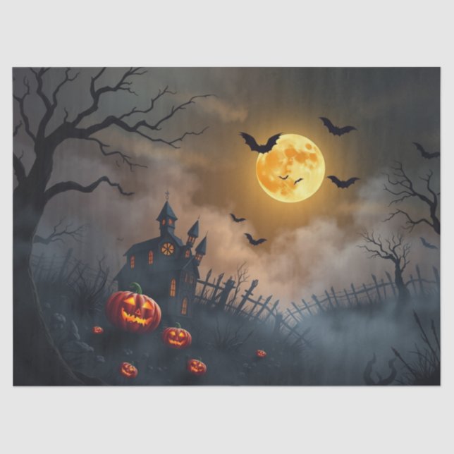 Halloween Spooky Scene Fantasy Tissue Pap Seidenpapier (Vorderseite)