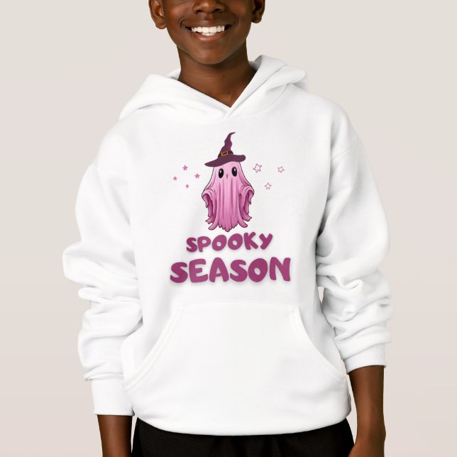 Halloween Spooky Season Niedlich Pink Ghost Hoodie (Vorderseite)