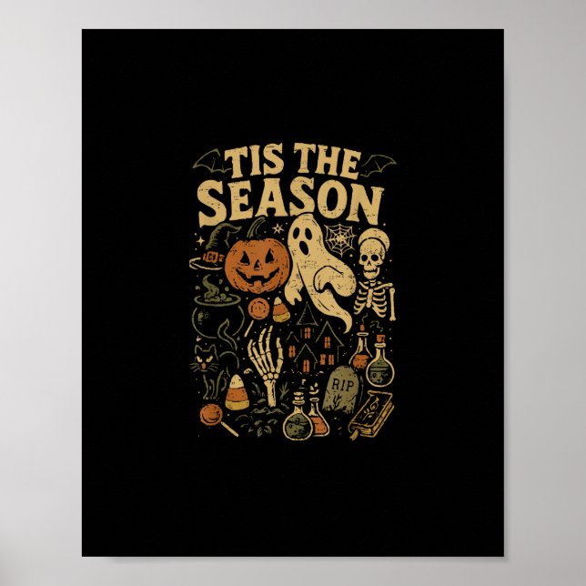 Halloween Spooky Season Pumpkin Witch Tis The Seas Poster (Vorne)