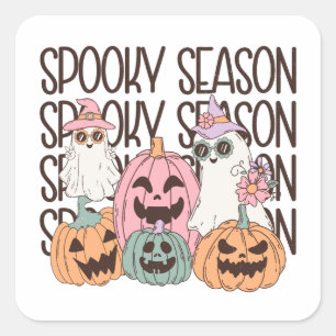 Halloween Spooky Season Quadratischer Aufkleber