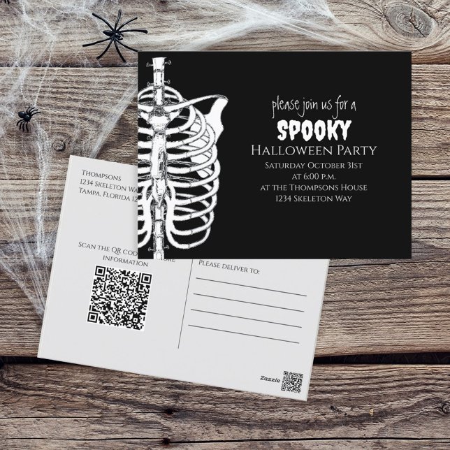 Halloween Spooky Skeleton Beängstigender QR-Code Postkarte (Von Creator hochgeladen)