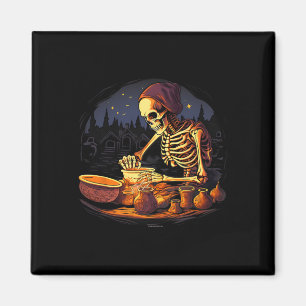 Halloween Spooky Skeleton Clay Pottery Maker Magnet