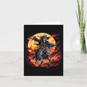 Halloween Spooky Skeleton Cowboy Rodeo Riding Hors Karte