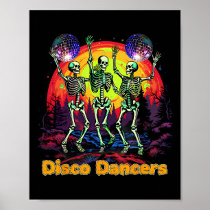 Halloween Spooky Skeleton Disco Tänzer tanzen Poster