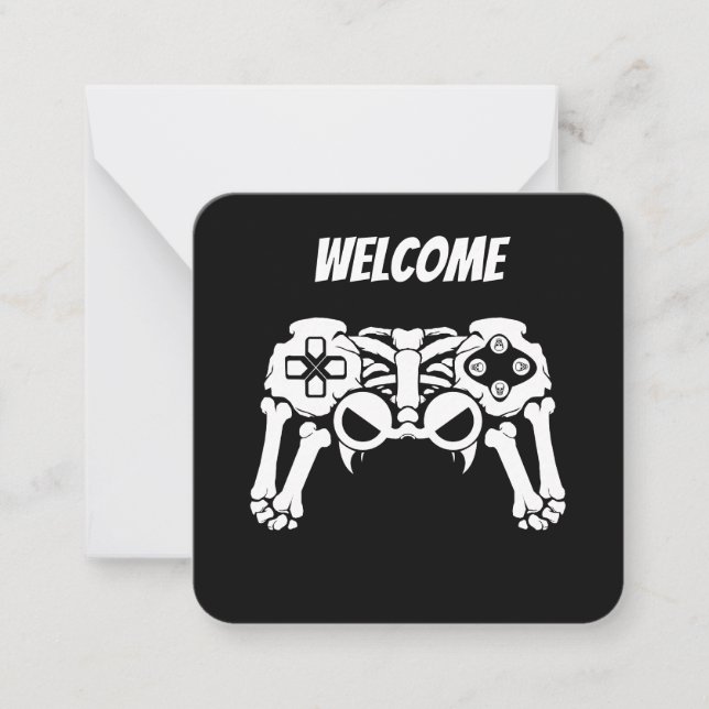 Halloween Spooky Skeleton Gamer Controller Gaming Mitteilungskarte (Vorderseite)