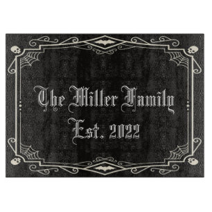 Halloween Spooky Skeletons Bats Spiderwebenfamilie Schneidebrett