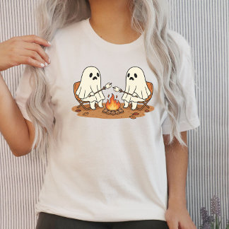 Halloween Spooky S'mores Campfire Ghost Tri-Blend Shirt