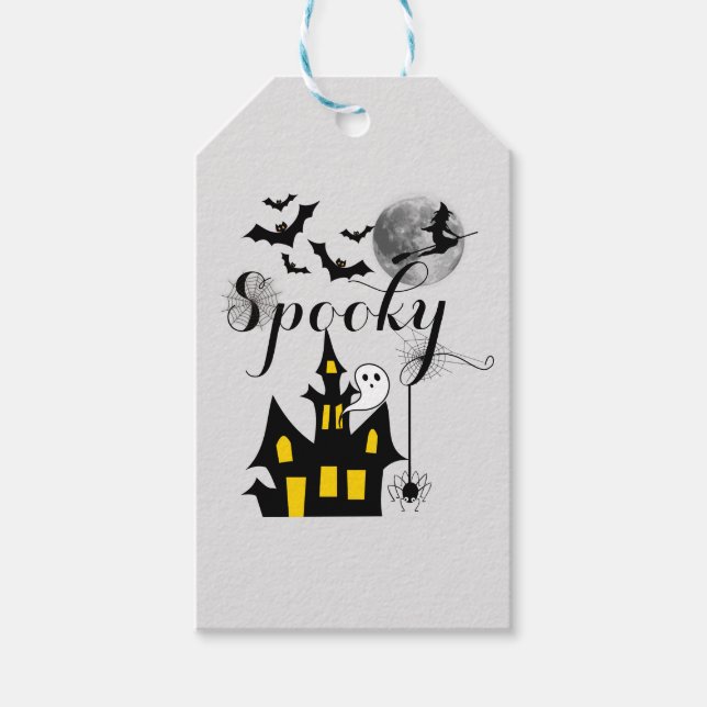 Halloween Spooky Spider Fledermäuse mit Spuk Haus Geschenkanhänger (Vorderseite)