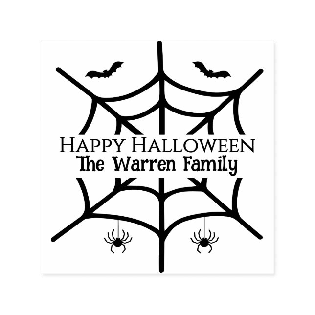 Halloween Spooky Spiderweb Spider Bats Familiennam Permastempel (Design)