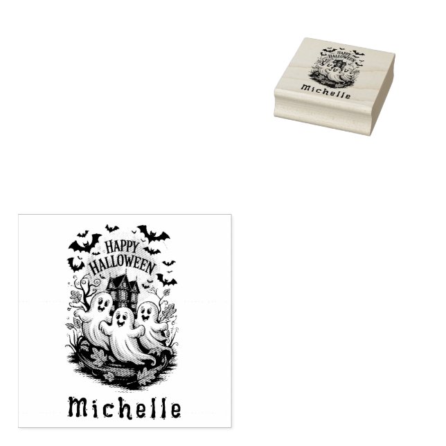 Halloween Spooky Spuk House Ghost und Fleet Gummistempel (Stempel)