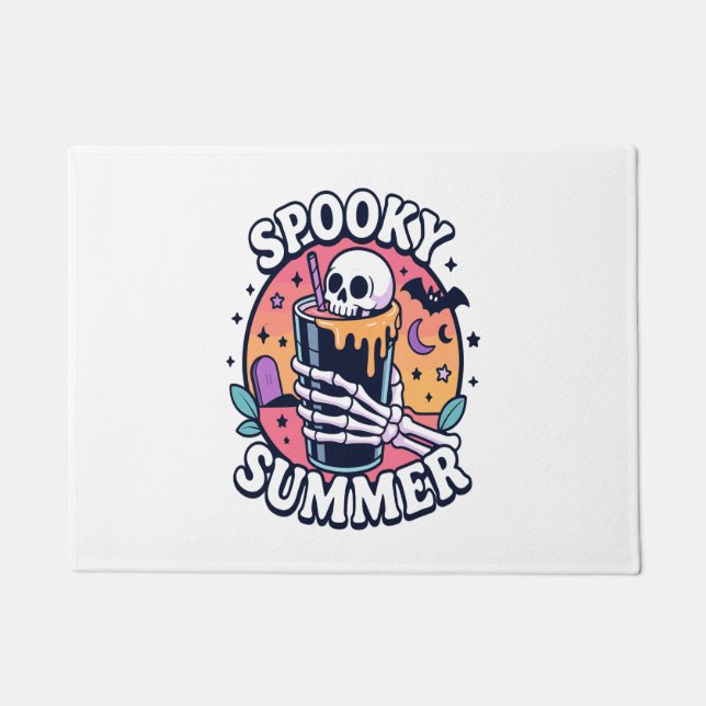 Halloween Spooky Summer Skeleton Drink Fußmatte (Vorderseite)