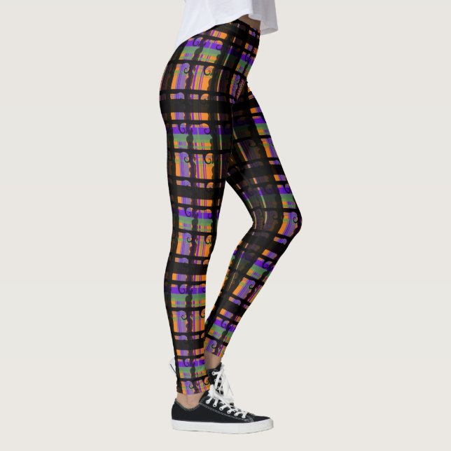 Halloween Spooky Swirl Kariert Leggings (Rechts)