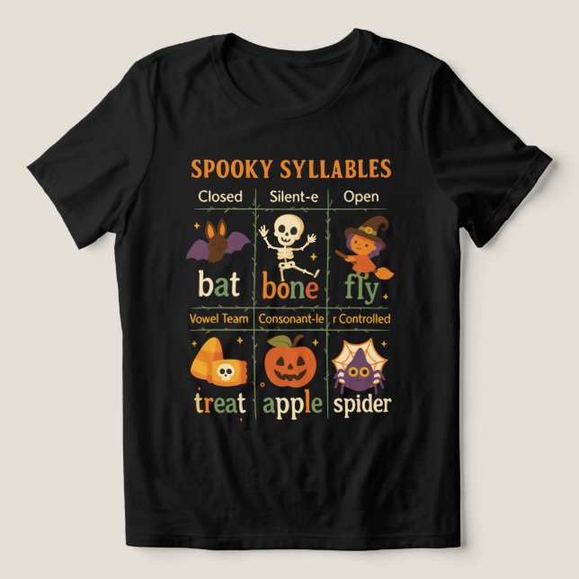 Halloween “Spooky Syllables” Poster – Fun Class Tri-Blend Shirt (Design Vorderseite)
