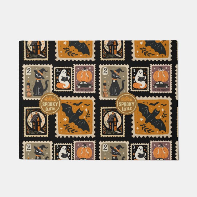 Halloween Spooky Time Postal Briefmarke Geister Ba Fußmatte (Vorderseite)
