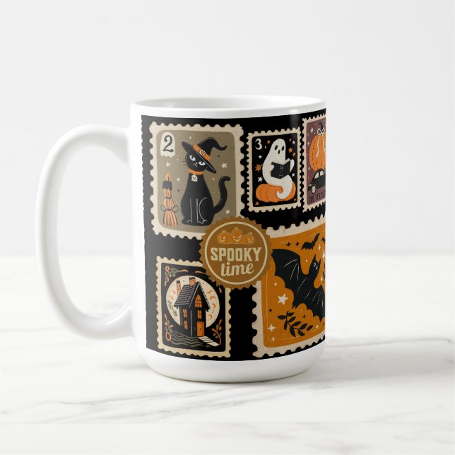Halloween Spooky Time Postal Briefmarke Geister Ba Kaffeetasse (Links)