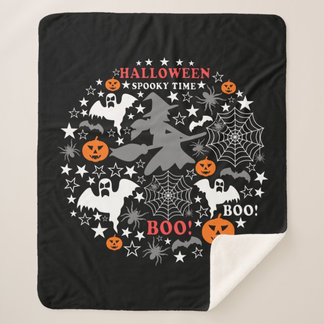 Halloween Spooky Time Sherpadecke (Vorderseite)