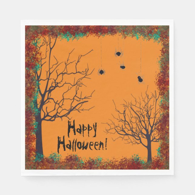 Halloween Spooky Tree Spiders |Happy Halloween Serviette (Vorderseite)