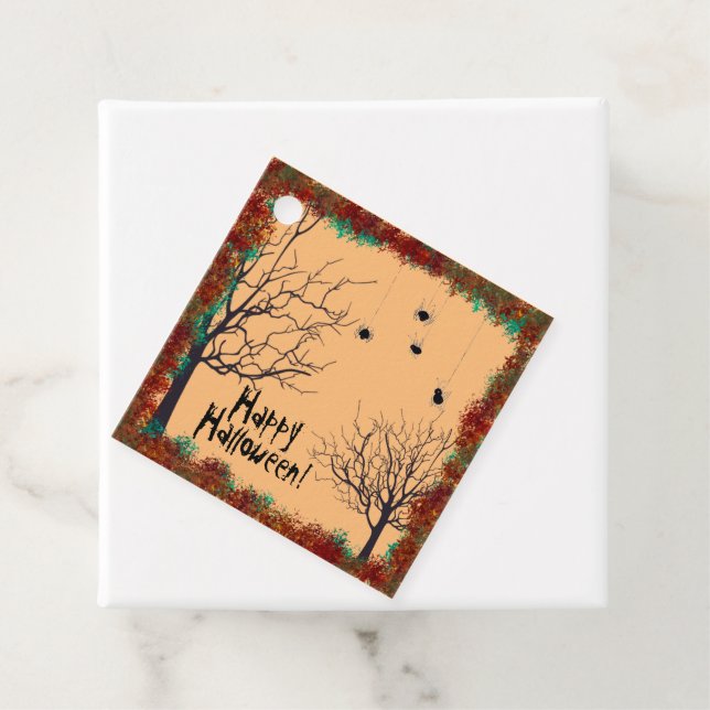 Halloween Spooky Trees Spiders personalisieren Geschenkanhänger (Beispiel)