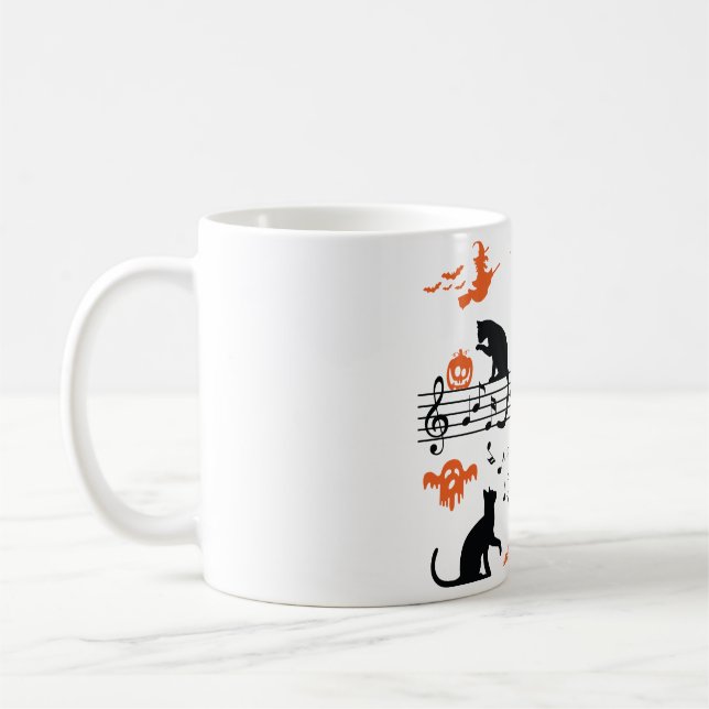 Halloween Spooky und Beängstigende Katzen Musiknot Kaffeetasse (Links)