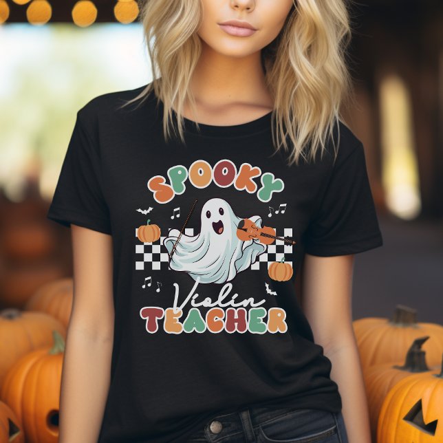 Halloween Spooky Violin Teacher Music T - Shirt (Von Creator hochgeladen)