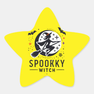 Halloween Spooky Witch Design - Auf dem Zimmer fli Stern-Aufkleber