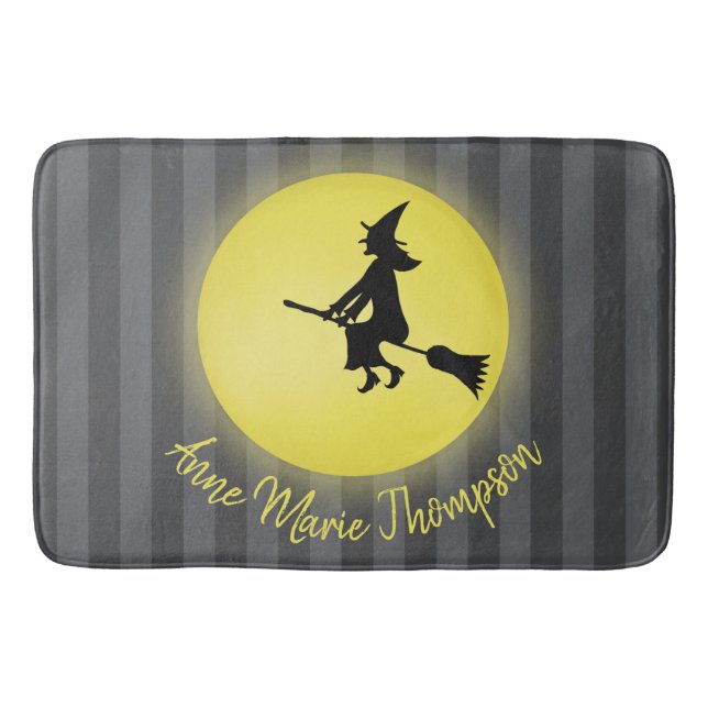 Halloween Spooky Witz Broomstick Moonlight Badematte (Vorderseite)