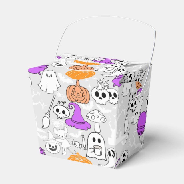 Halloween-Sporenmuster 01 L Grau BG Geschenkschachtel (Vorderseite)