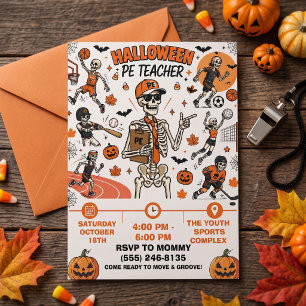 Halloween Sportlehrer Skelett Sport Einladung