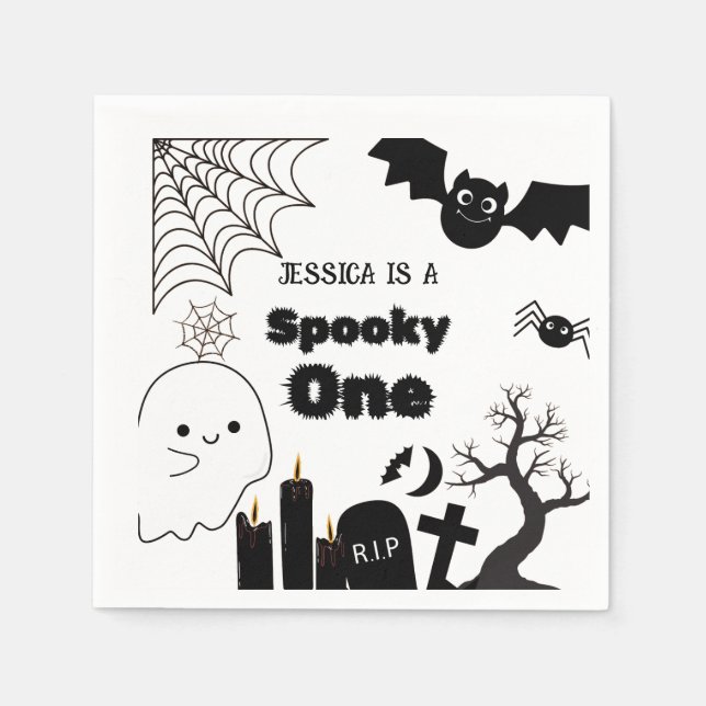 Halloween Sppoky 1. Geburtstagsparty Serviette (Vorderseite)