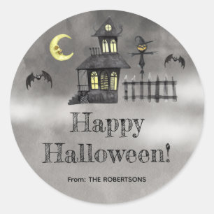 Halloween, Spuk Haus, Geschenk, Gastgeschenk Runder Aufkleber