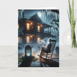 Halloween Spuk Haus mit Grabstein Karte