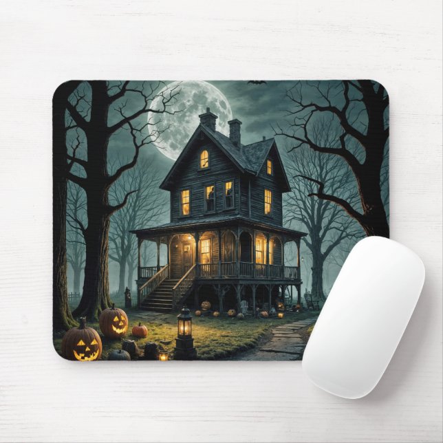 Halloween Spuk Haus mit Jack-o-Laternen Mousepad (Mit Mouse)