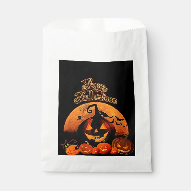 Halloween, Spuk Haus, Orange Moon Leckerei Bags Geschenktütchen (Vorderseite)