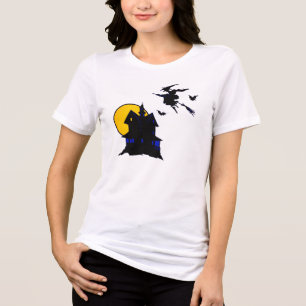 Halloween-Spuk Haus und Hexendesign-Shirt Tri-Blend Shirt