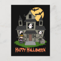 Halloween Spuk Haus und kleine Hexenschwarz